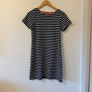 Joules Boatneck Navy and White Stripe T-Shirt Dress | Size 6